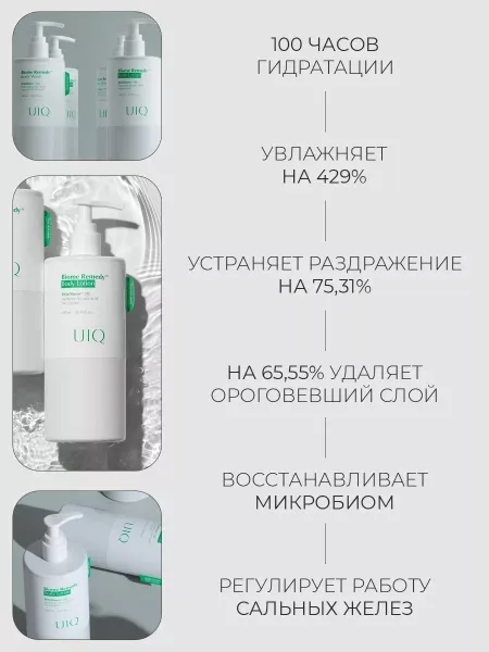 UIQ Легкий успокаивающий лосьон для тела с постбиотиками и пантенолом Biome Remedy Body Lotion 500 мл